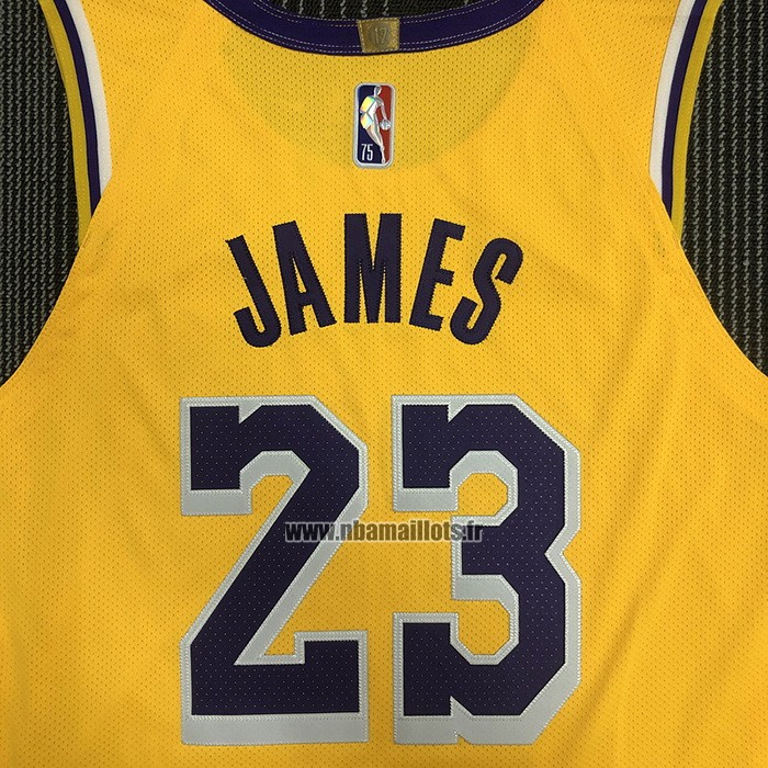 Maillot Los Angeles Lakers LeBron James NO 23 Icon Authentique Jaune